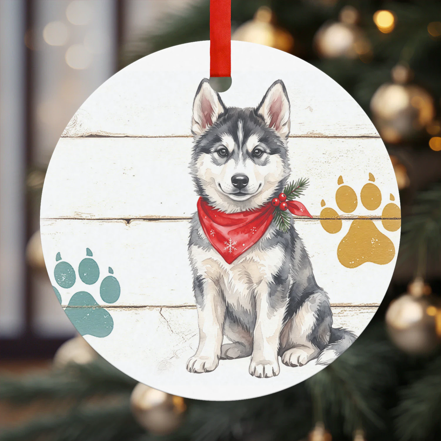 Husky Kerst Hanger  Hanger Rond