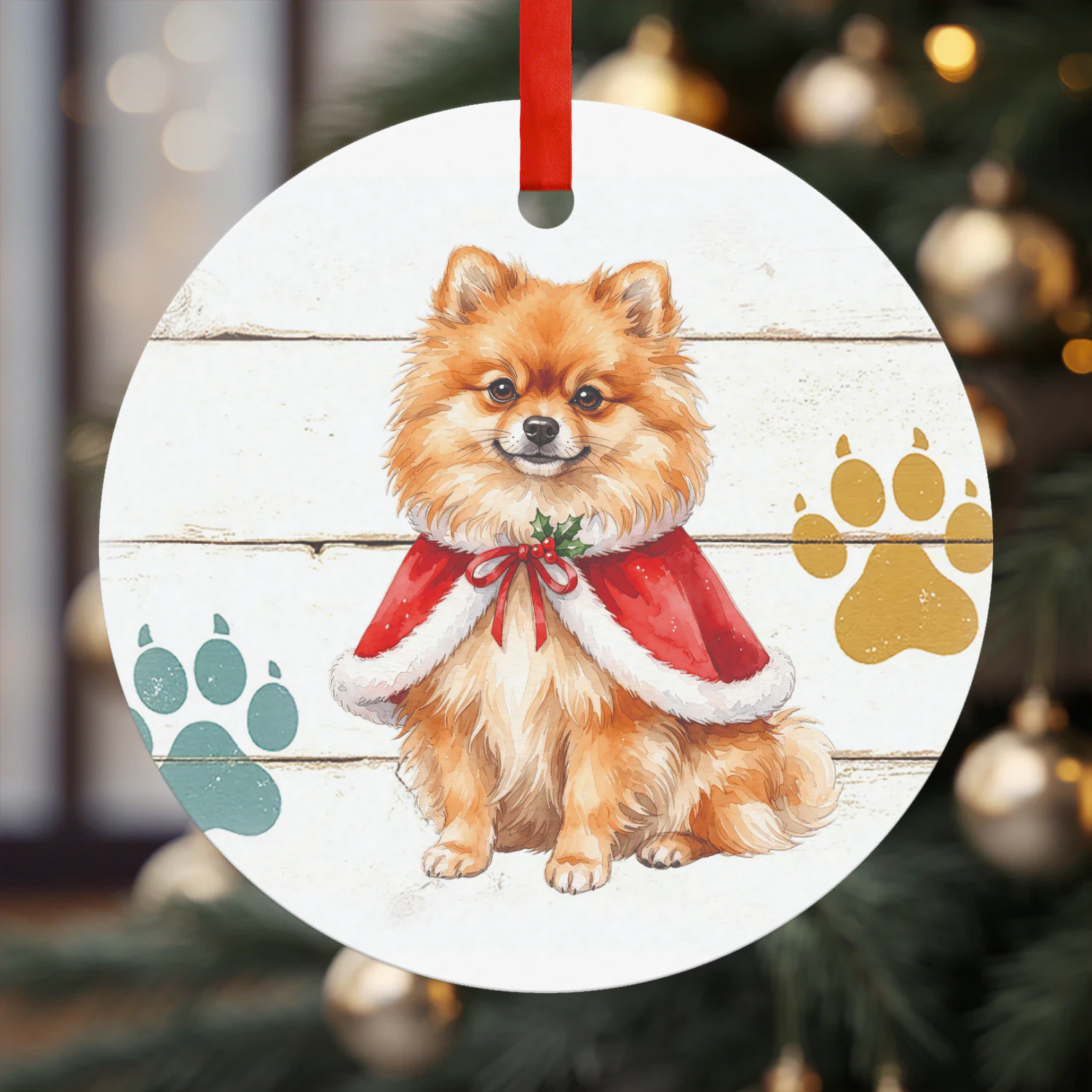 Keeshond blond Kerst Hanger Rond