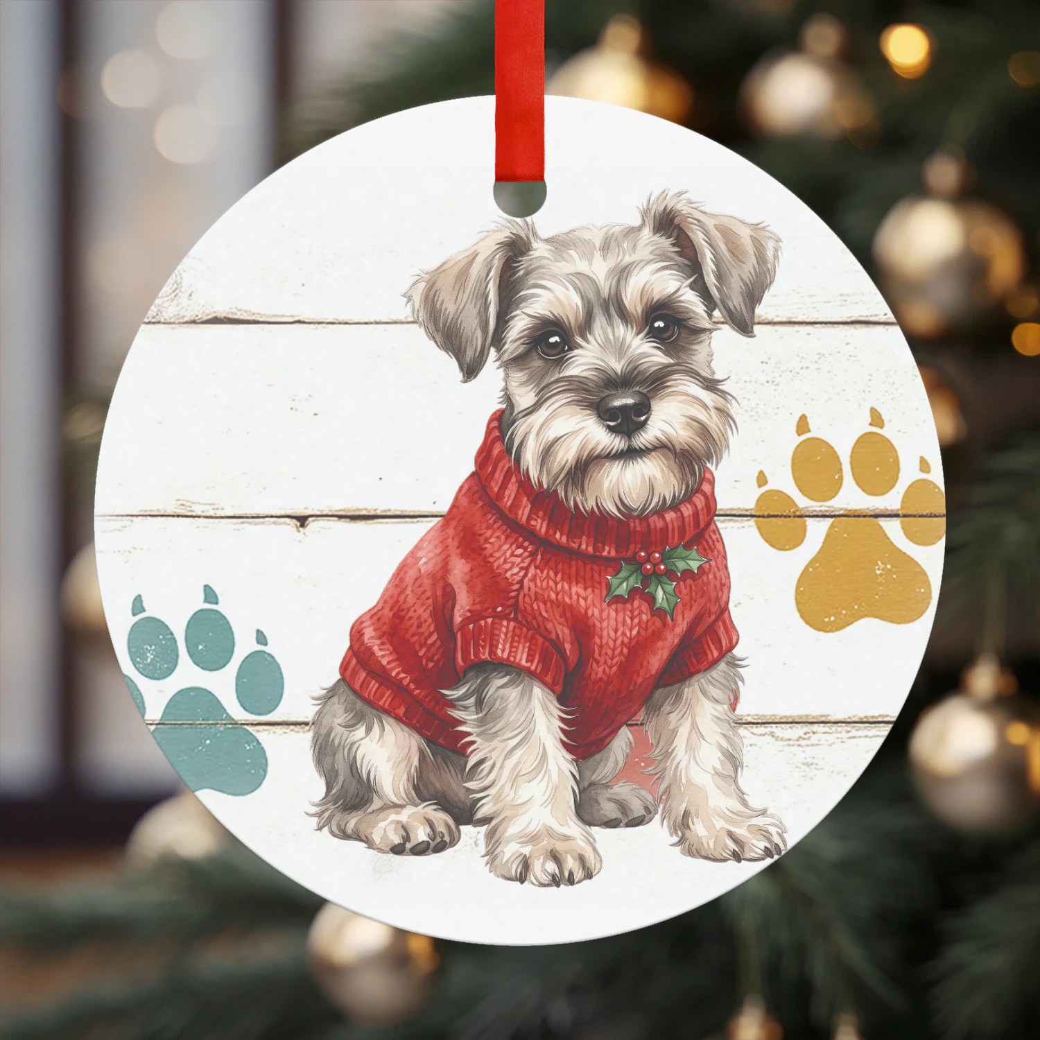 schnauzer Kerst Hanger  Hanger Rond