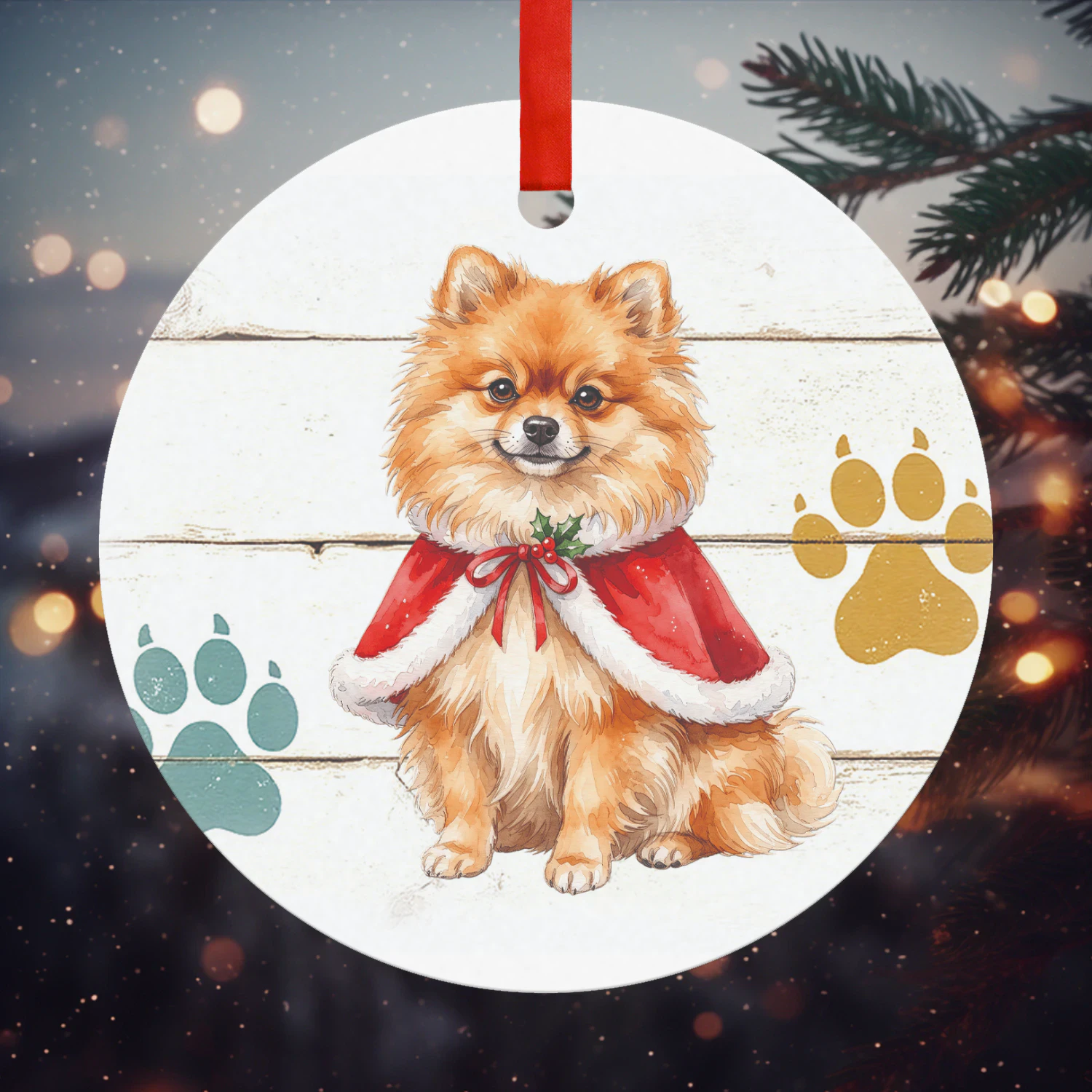 Keeshond blond Kerst Hanger Rond