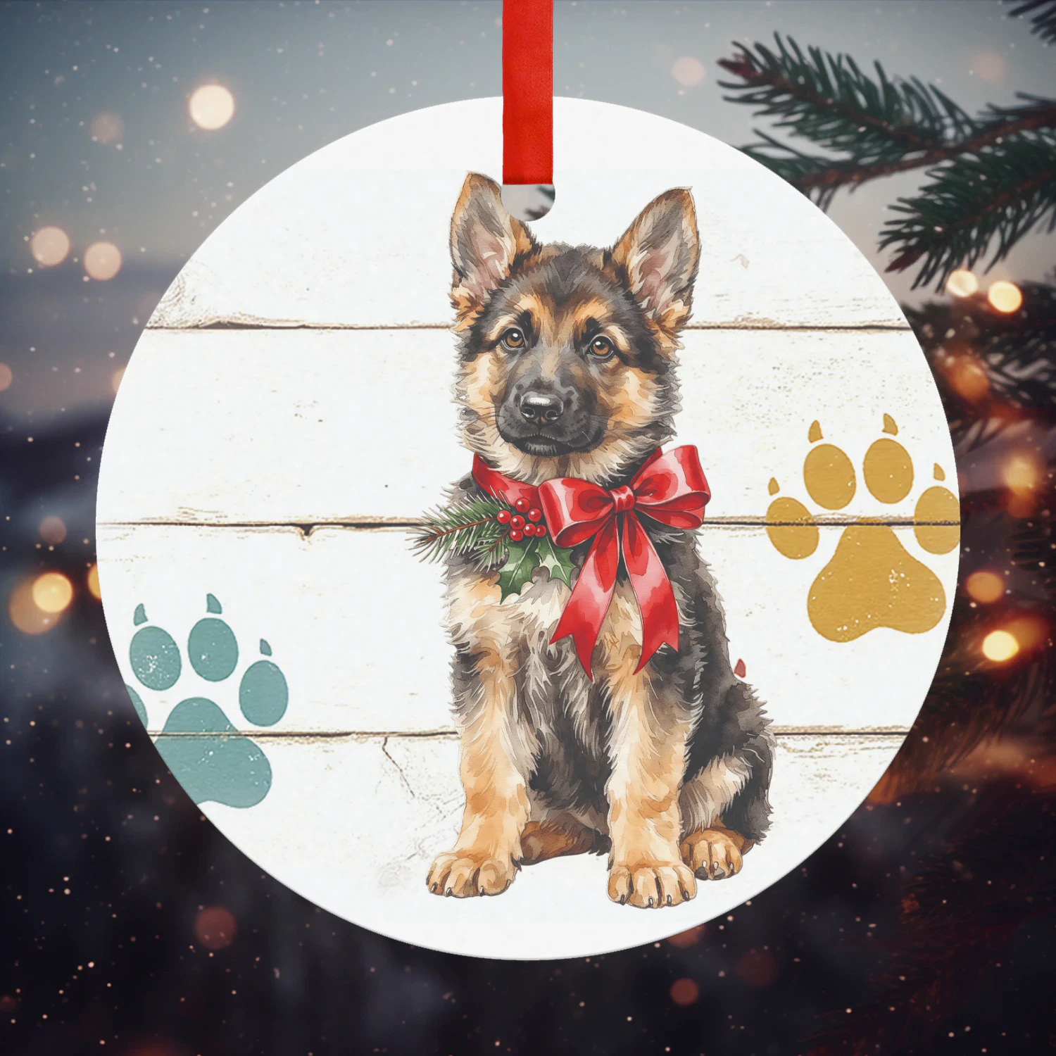 Duitse herdershond Kerst Hanger Rond