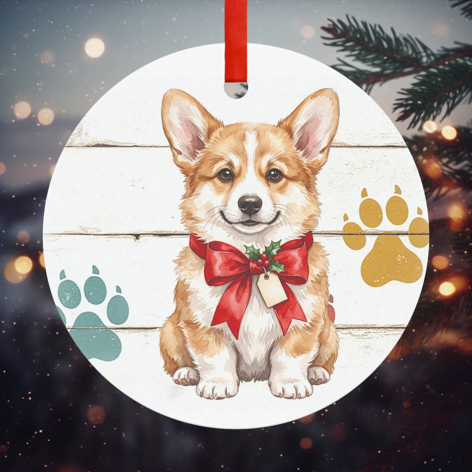 Corgi Kerst Hanger  Hanger Rond