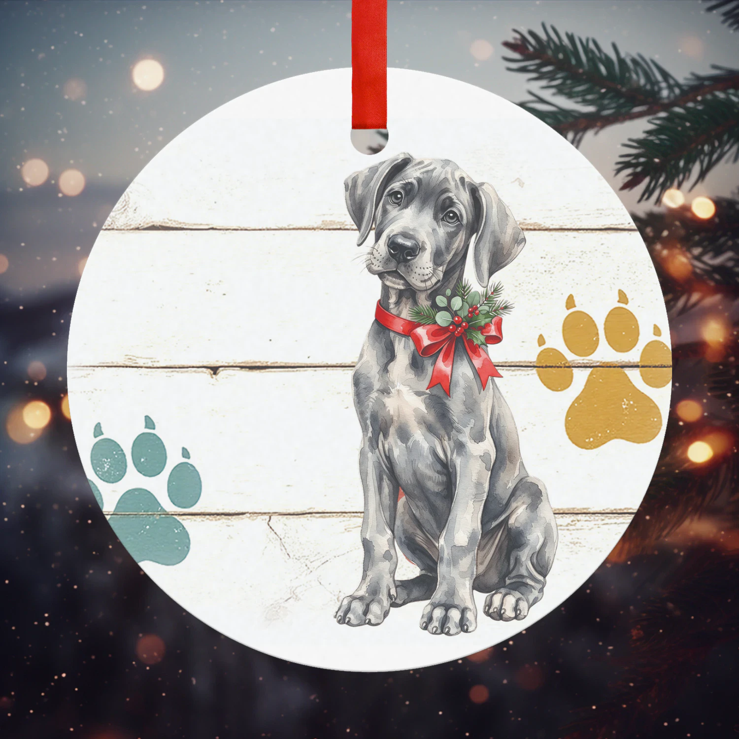 Weimaraner Kerst Hanger Rond