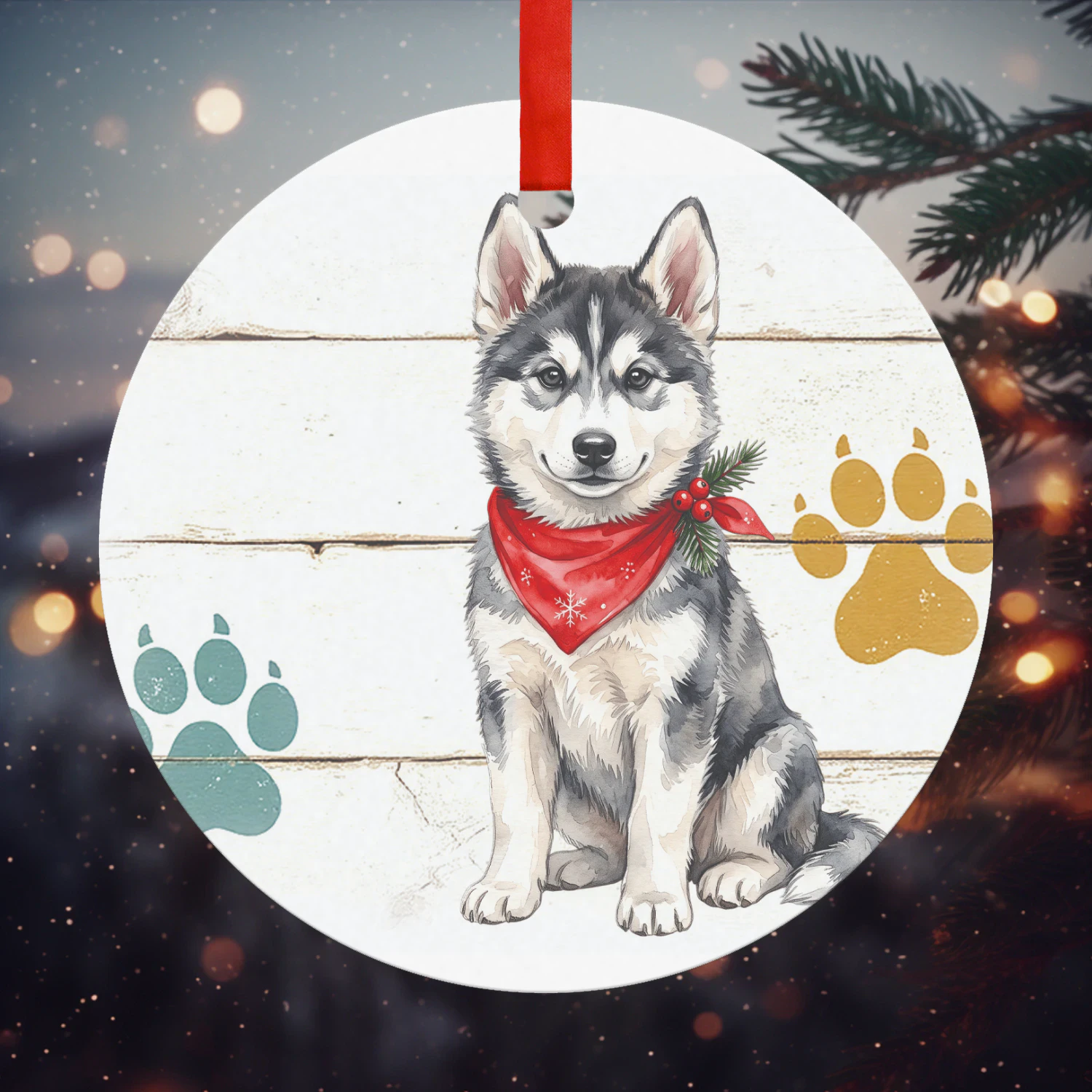 Husky Kerst Hanger  Hanger Rond