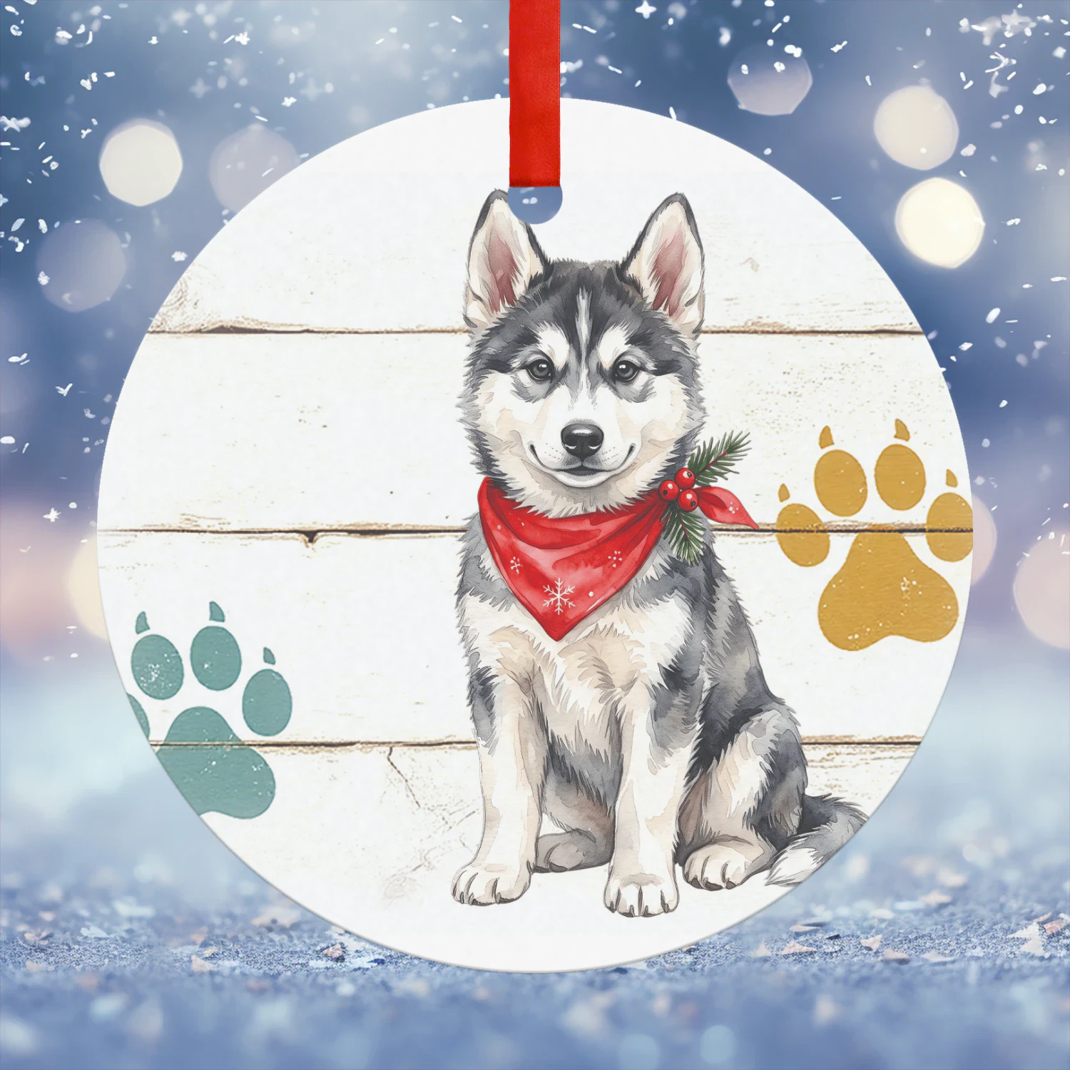 Husky Kerst Hanger  Hanger Rond