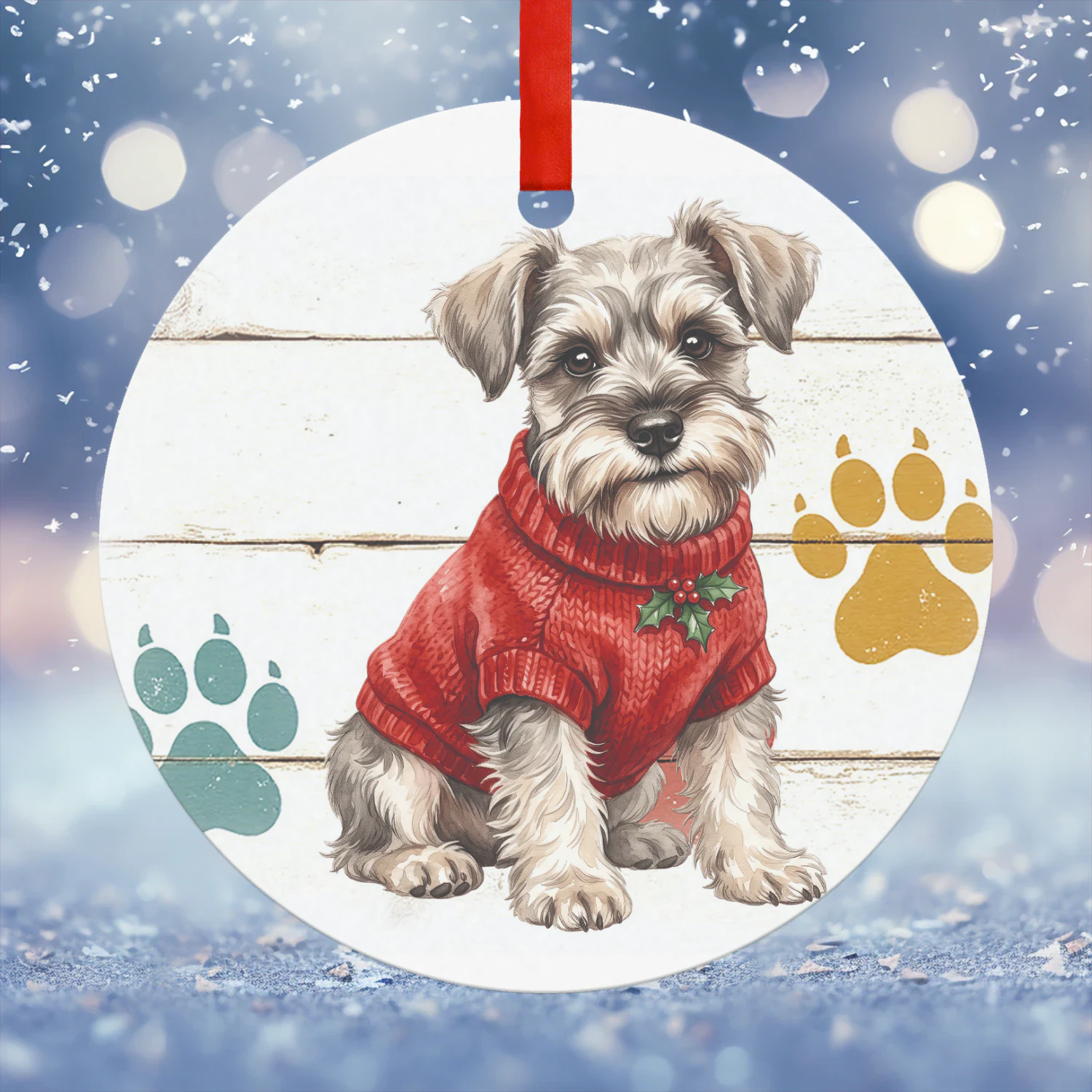 schnauzer Kerst Hanger  Hanger Rond