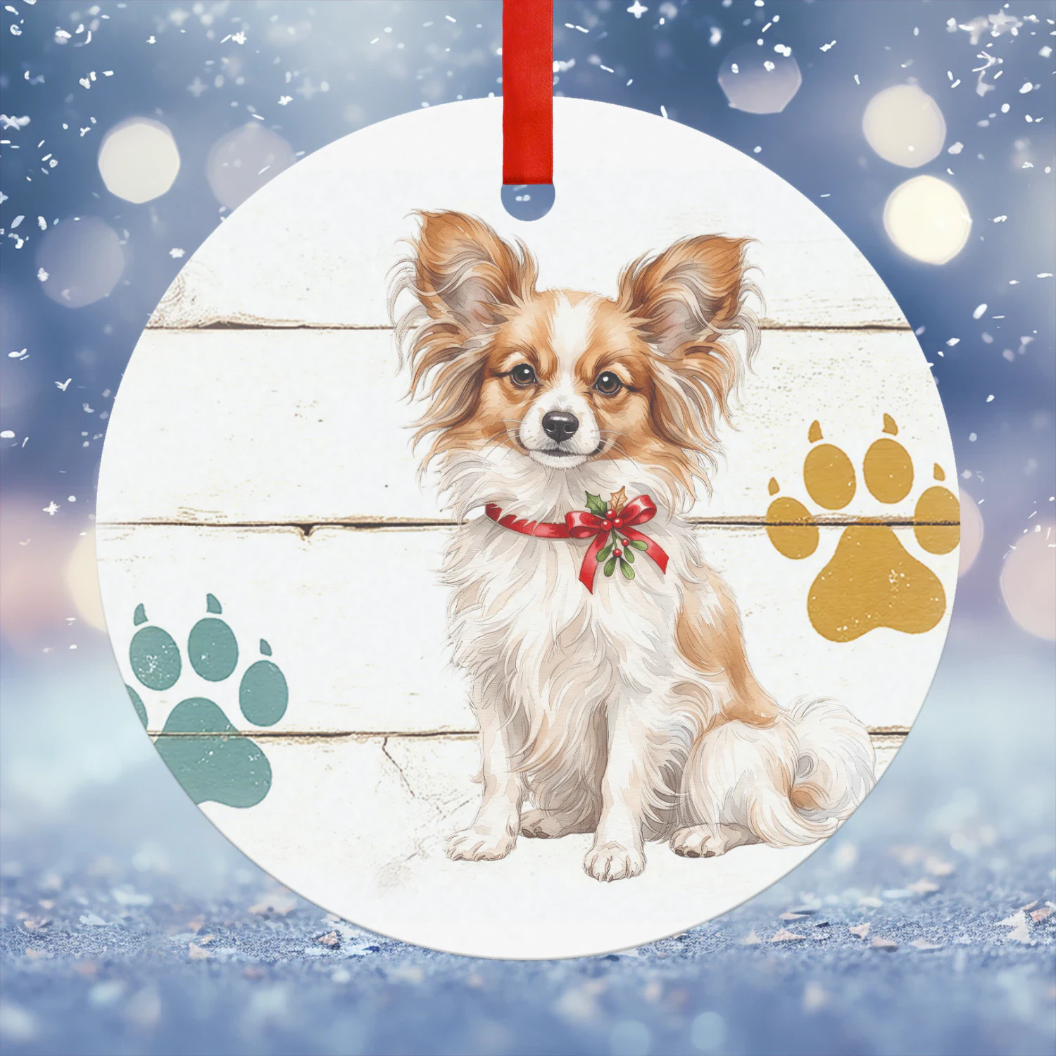 Vlinderhond Kerst Hanger  Rond