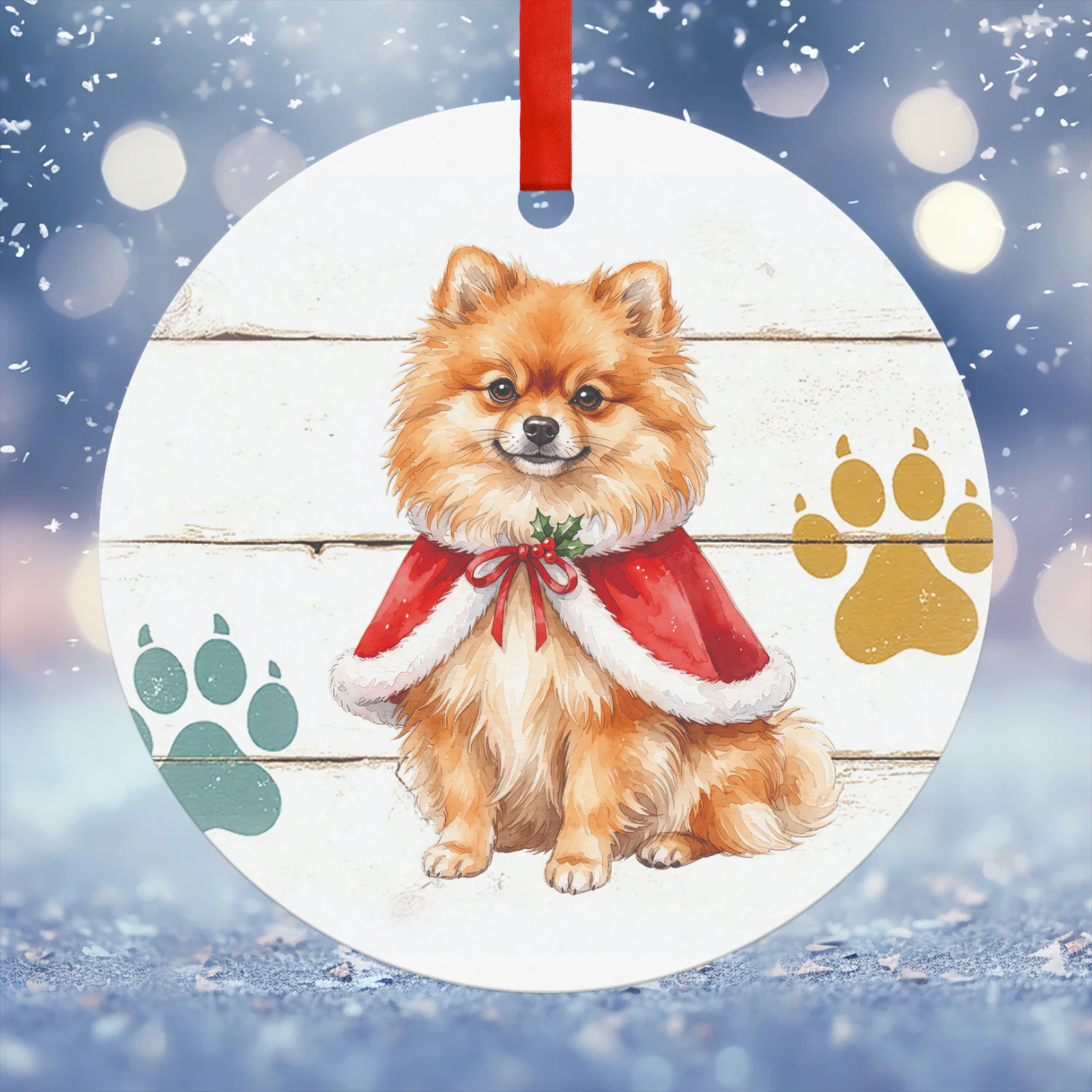 Keeshond blond Kerst Hanger Rond