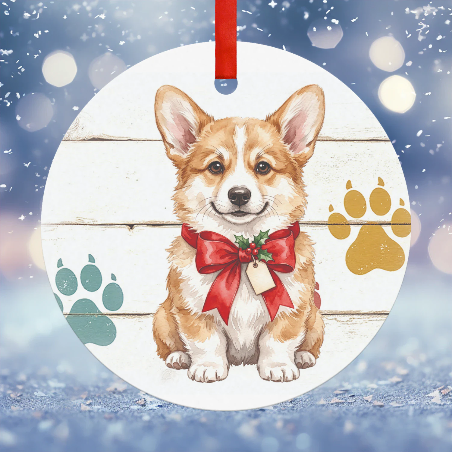 Corgi Kerst Hanger  Hanger Rond