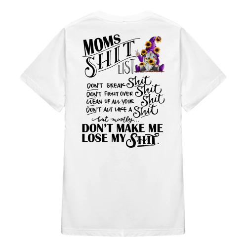 Moms Shit List Don't Break Gnome