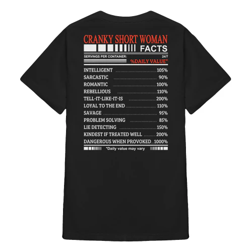 Cranky Short Woman Facts Servings Per
