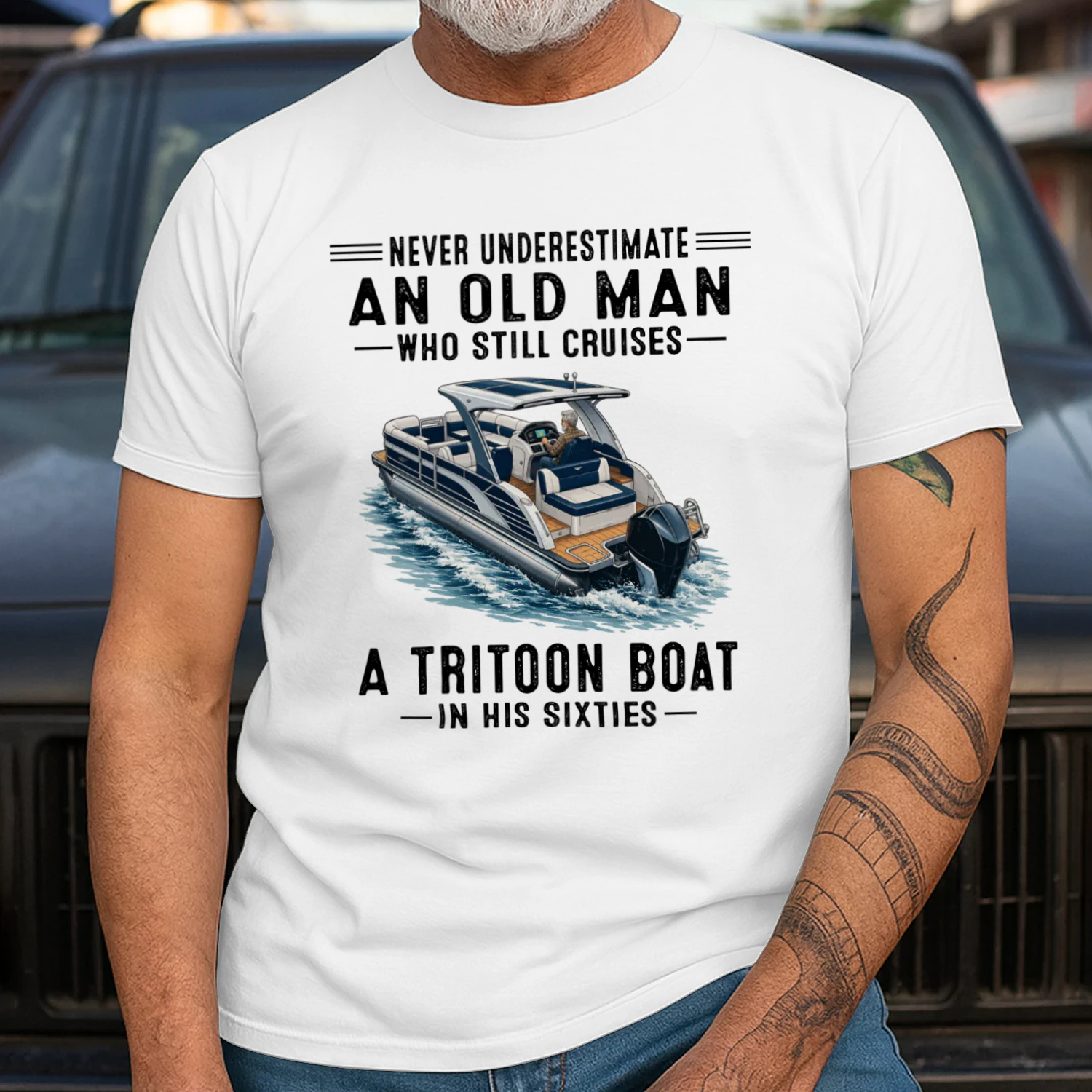 Never Underestimate An Old Man Who Still Cruises A Tritoon Boat in His Sixties