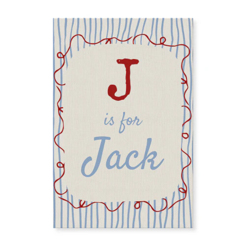 Custom Name Striped Pattern Canvas Boy