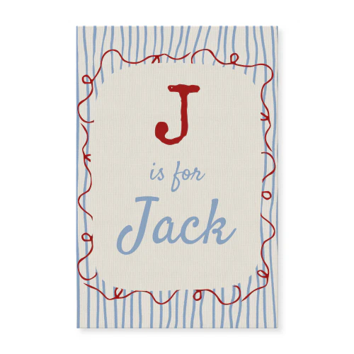 Custom Name Striped Pattern Canvas Boy
