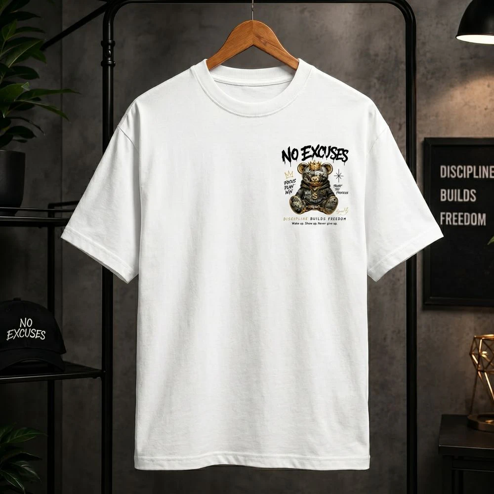 No Excuses™ Crown Bear Streetwear T-Shirt