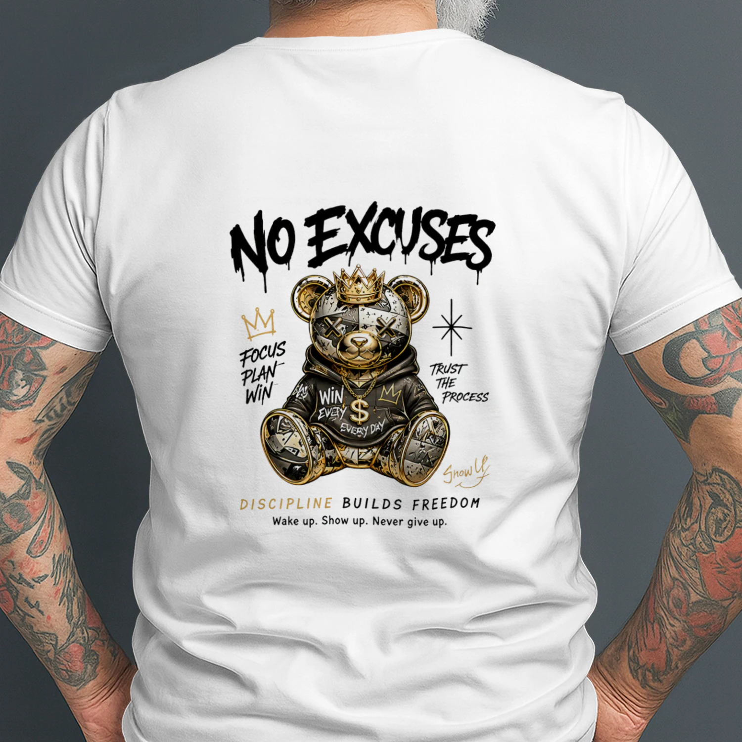 No Excuses™ Crown Bear Streetwear T-Shirt