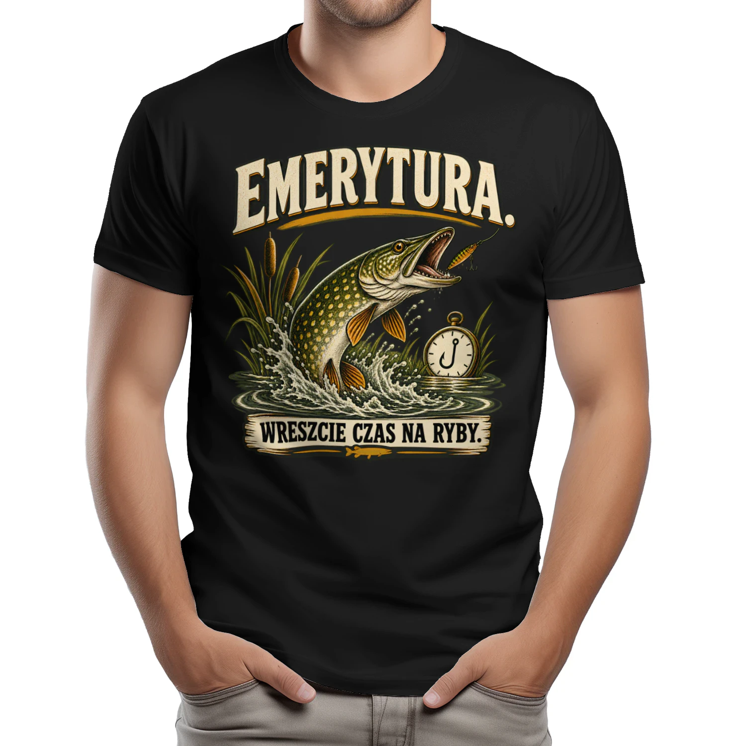EMERYTURA.” “WRESZCIE CZAS NA RYBY.”