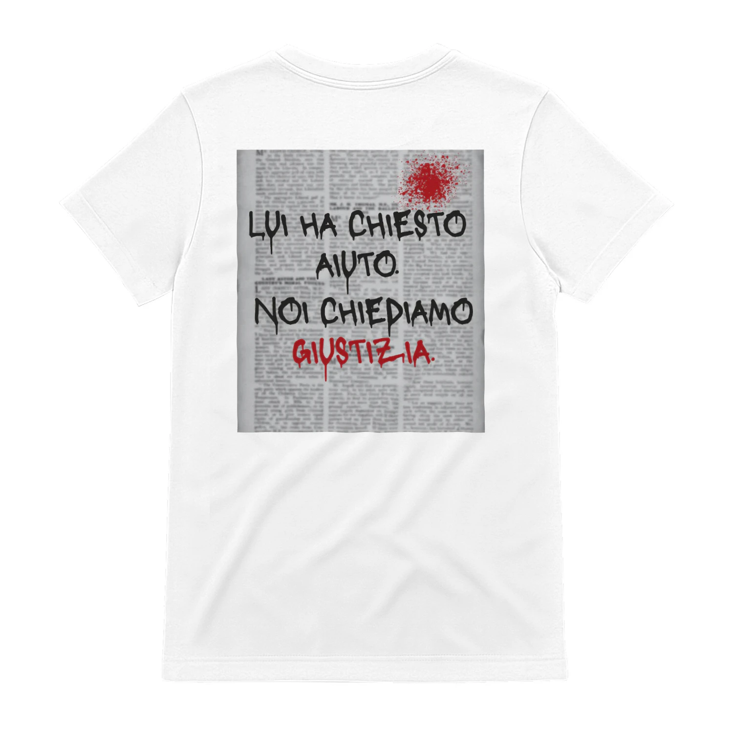 Lui Ha Chiesto Aiuto, Noi Chiediamo Giustizia – Grafica con Manette Spezzate