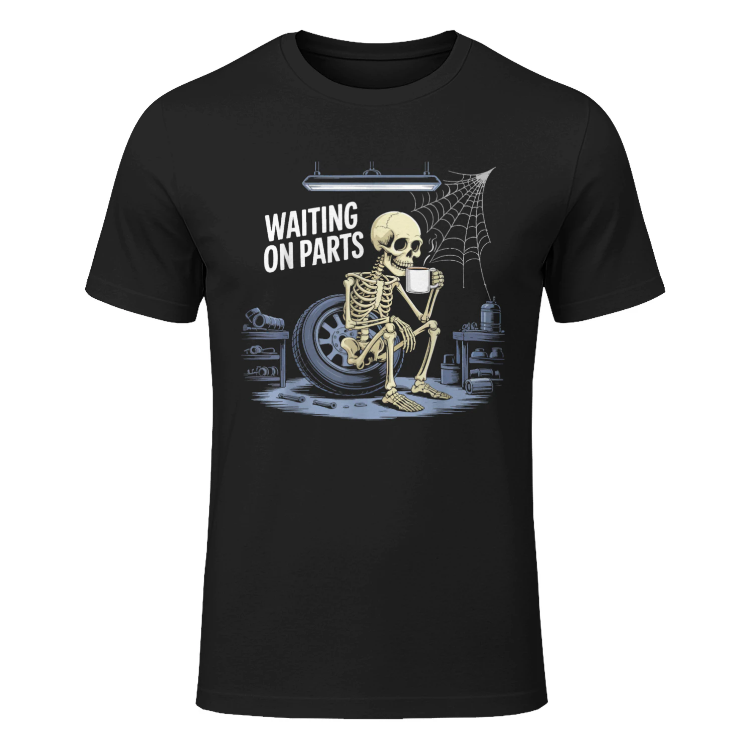 Funny Waiting On Parts Mechanic Skeleton Auto Repair Life T-Shirt