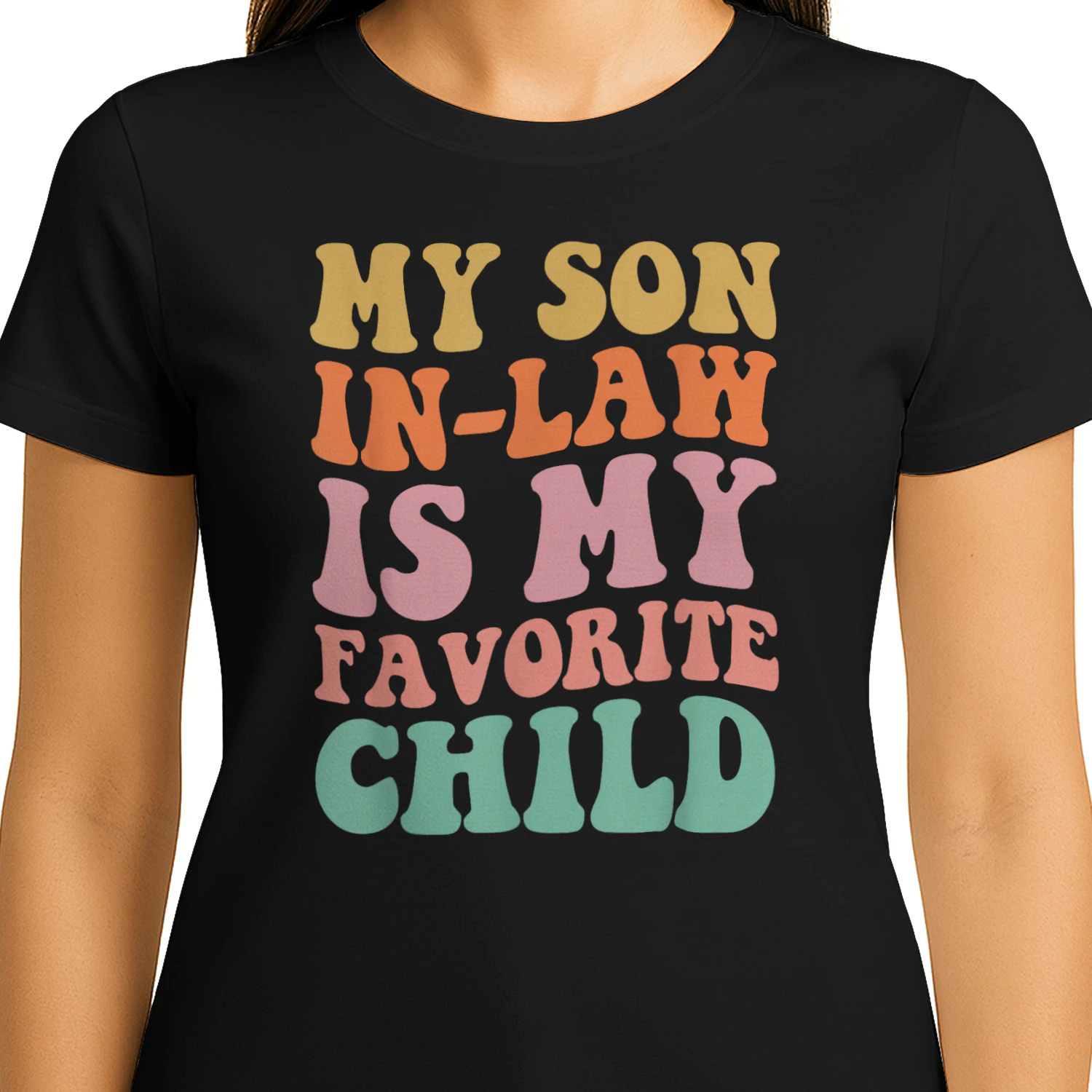 My Son In Law Is My Favorite Child Groovy Mother in Law Day T-Shirt