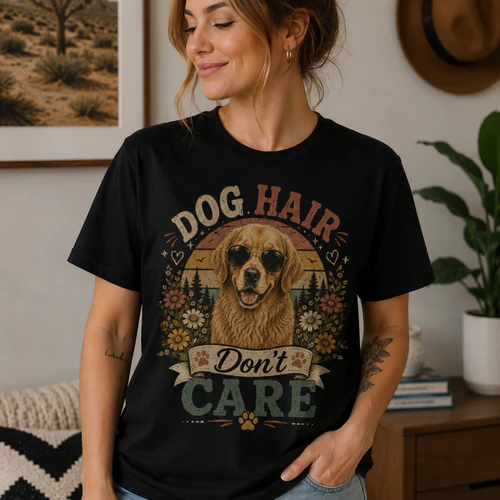Dog Hair Don't Care Vintage Golden Retriever T-Shirt