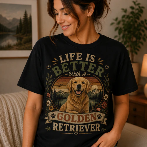 Life Is Better With A Golden Retriever Vintage T-Shirt