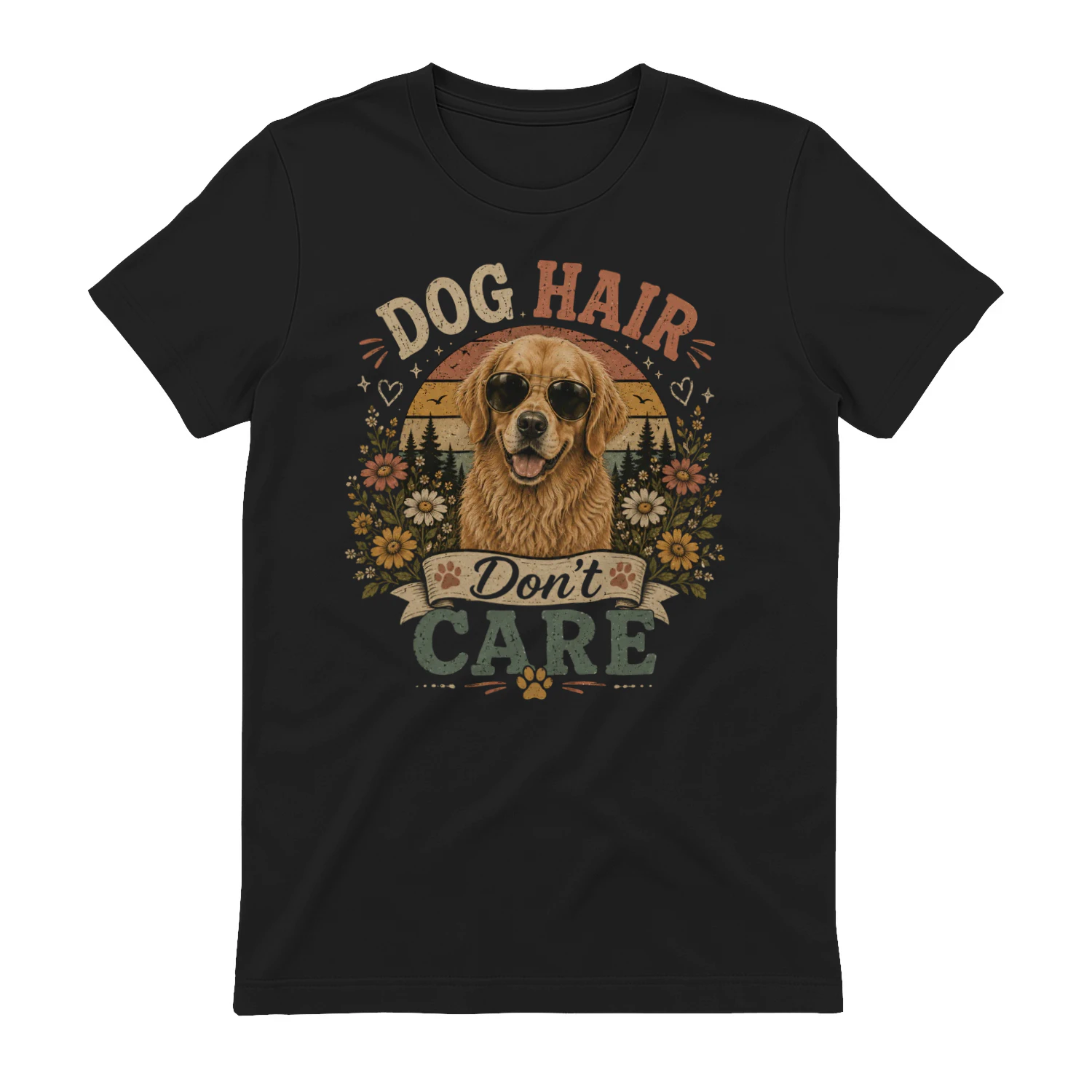 Dog Hair Don't Care Vintage Golden Retriever T-Shirt | Funny Dog Lover Gift | Retro Dog Mom Tee