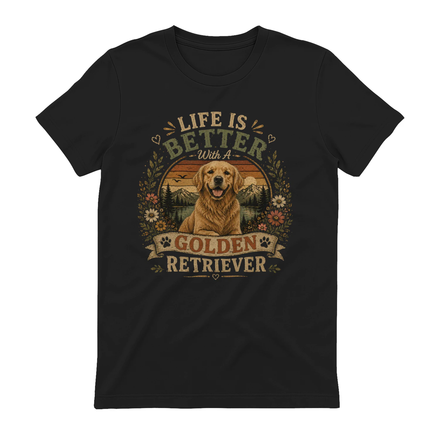 Life Is Better With A Golden Retriever Vintage T-Shirt