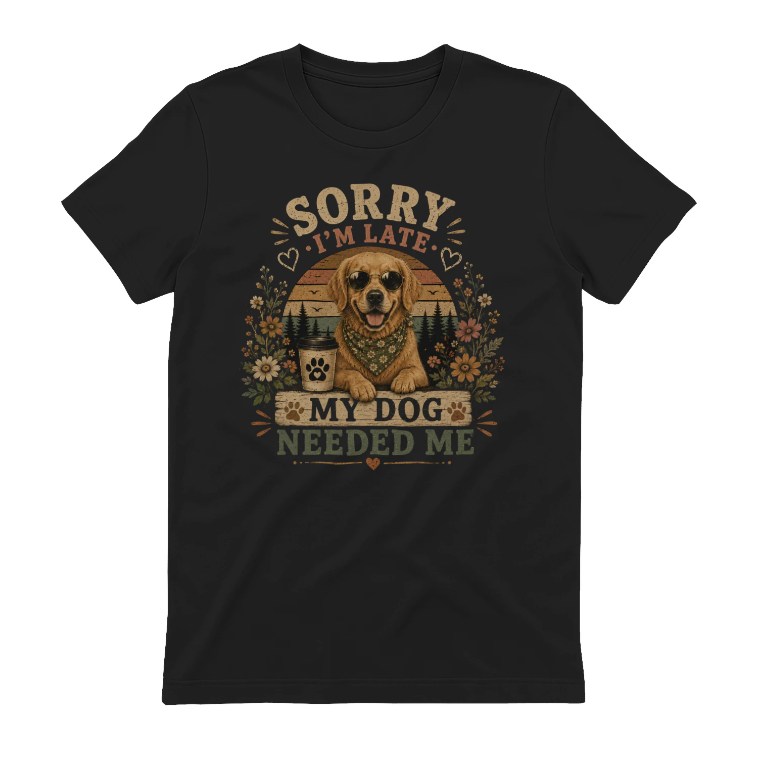Sorry I'm Late My Dog Needed Me Vintage Golden Retriever T-Shirt