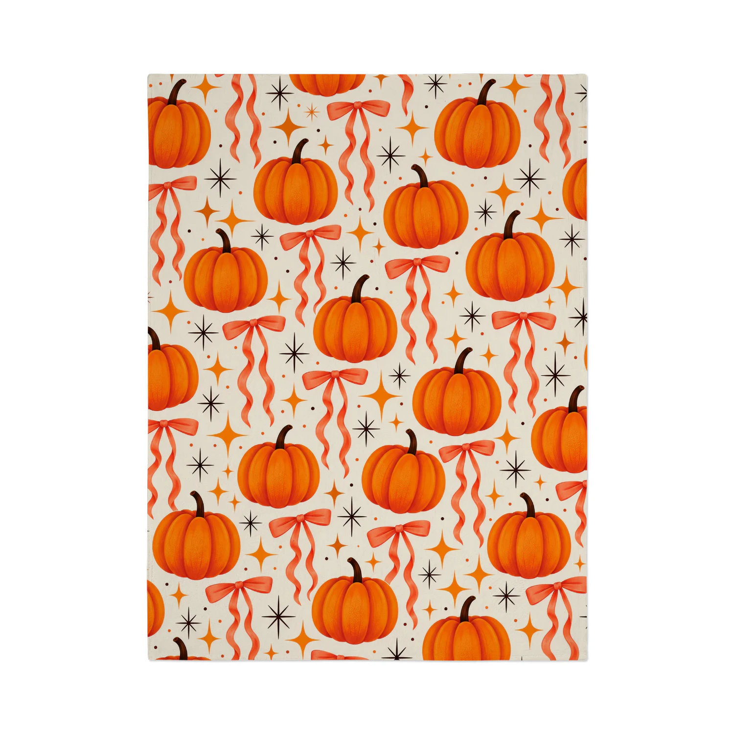 Cute Fall Pumpkin Blanket – Orange Pumpkin & Bow Fleece Throw | Cozy Autumn Home Decor