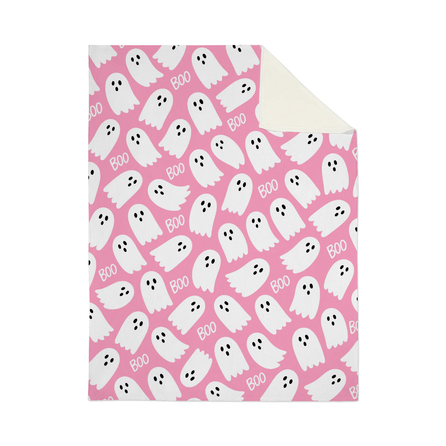 Pink Ghost Halloween Blanket Cute BOO Fleece Throw | Spooky Season Bedroom & Home Decor