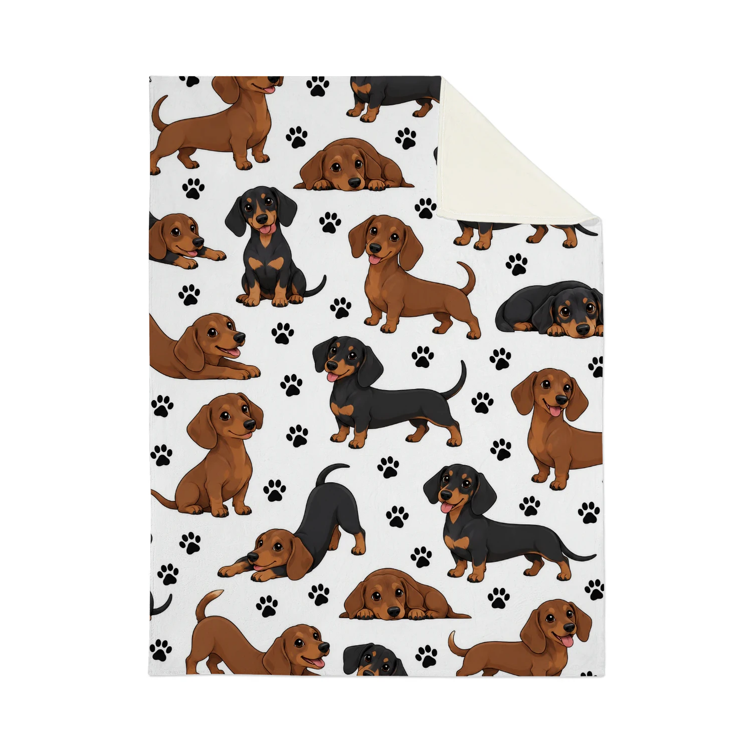 Dachshund Pattern Blanket - Soft Flannel All-Season Comfort with Dachshund Design - Gift for Pet Lovers, Suitable for Sofa, Living Room - Durable Dachshund Themed Home Decor for Dog Owners - Ideal Choice for Dachshund