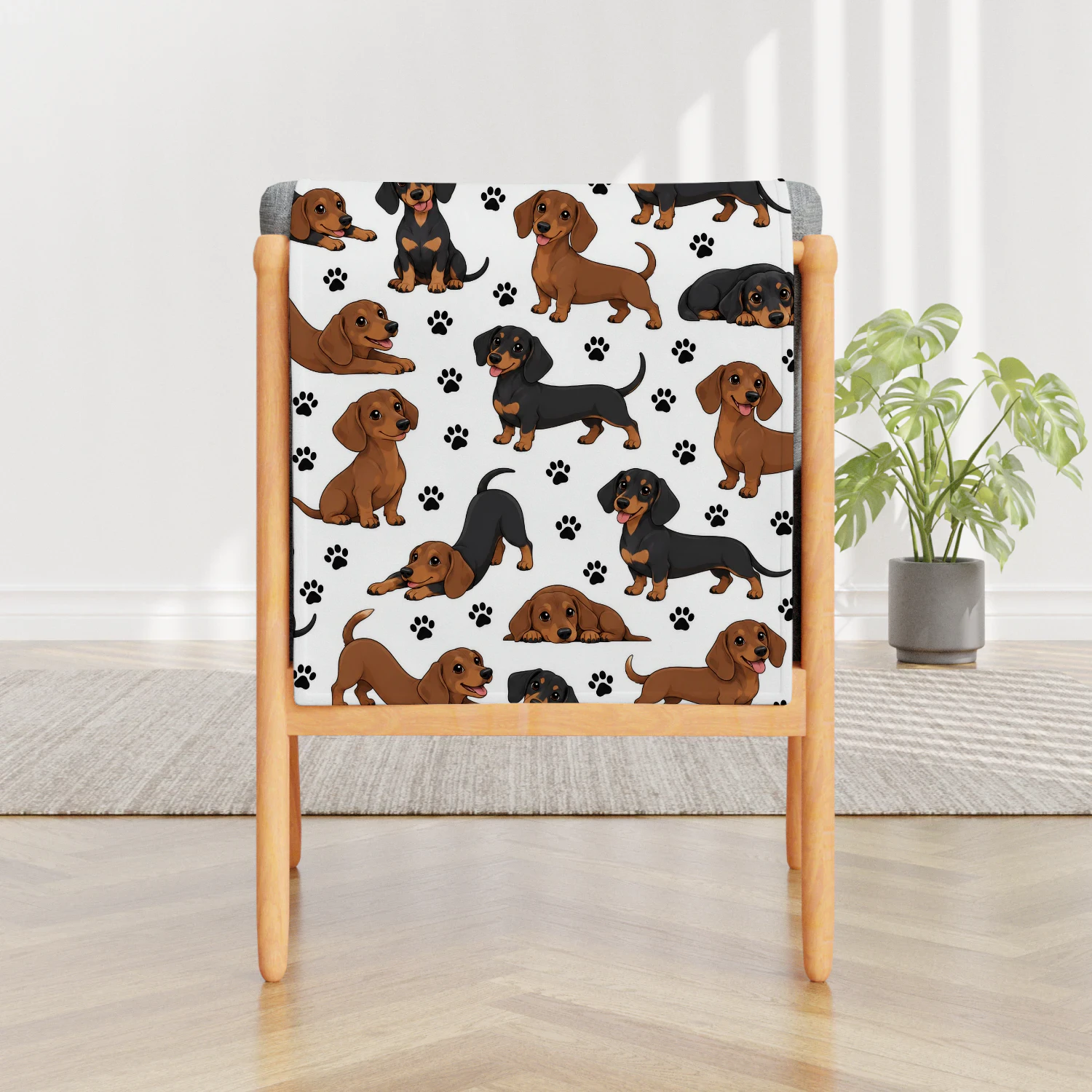 Dachshund Pattern Blanket - Soft Flannel All-Season Comfort with Dachshund Design - Gift for Pet Lovers, Suitable for Sofa, Living Room - Durable Dachshund Themed Home Decor for Dog Owners - Ideal Choice for Dachshund