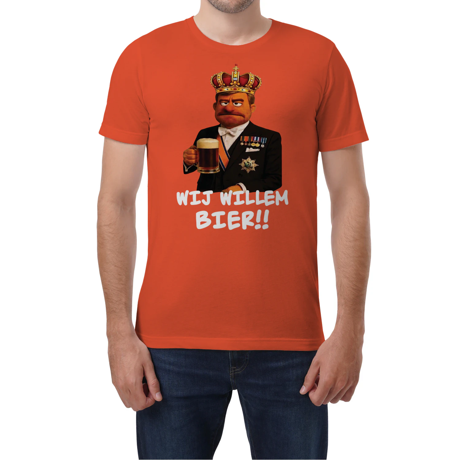 Grappig Koning Willy T-shirt – Nederlandse Koning Humor – Lachende Koning met Kroon – Leuk Cadeau Idee