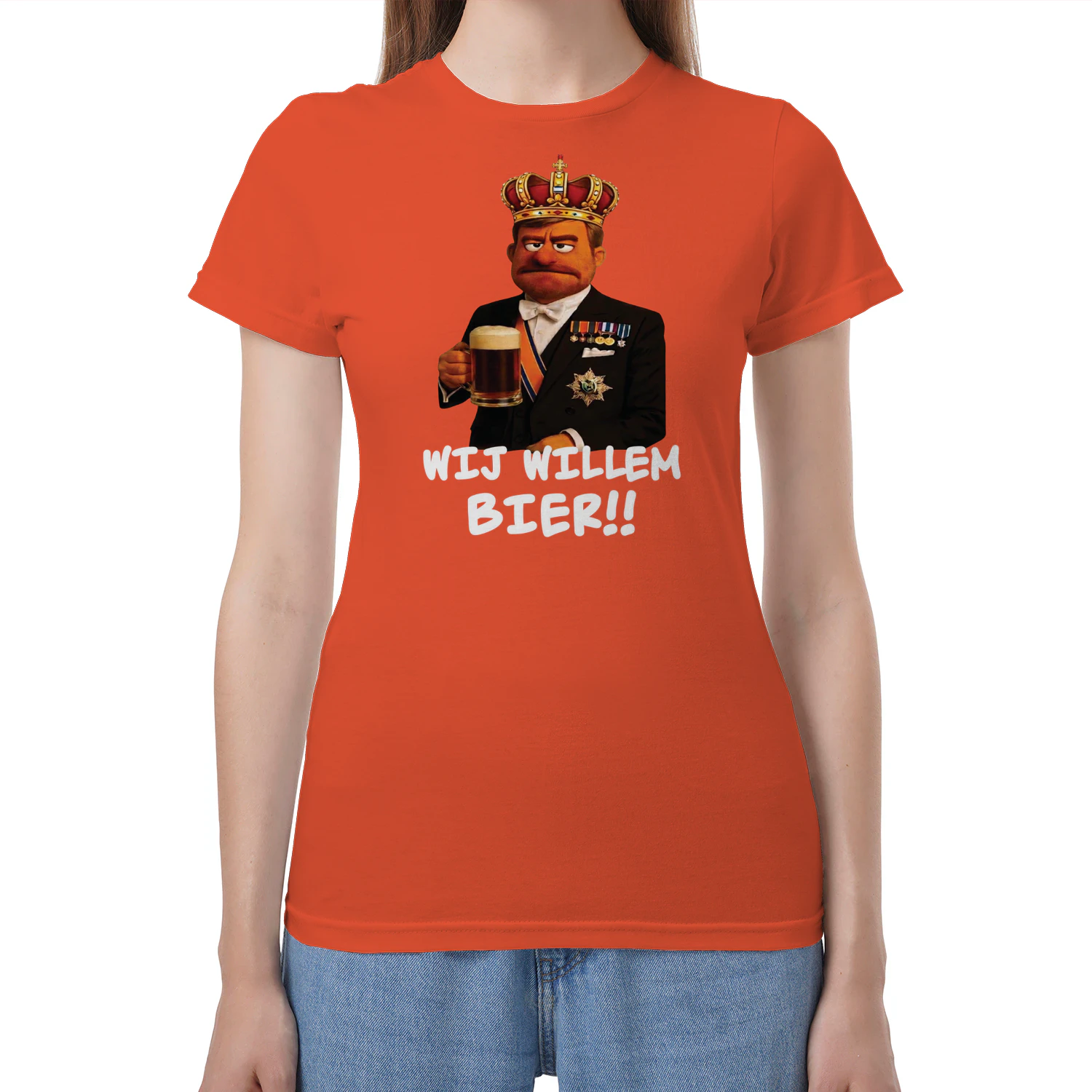 Grappig Koning Willy T-shirt – Nederlandse Koning Humor – Lachende Koning met Kroon – Leuk Cadeau Idee