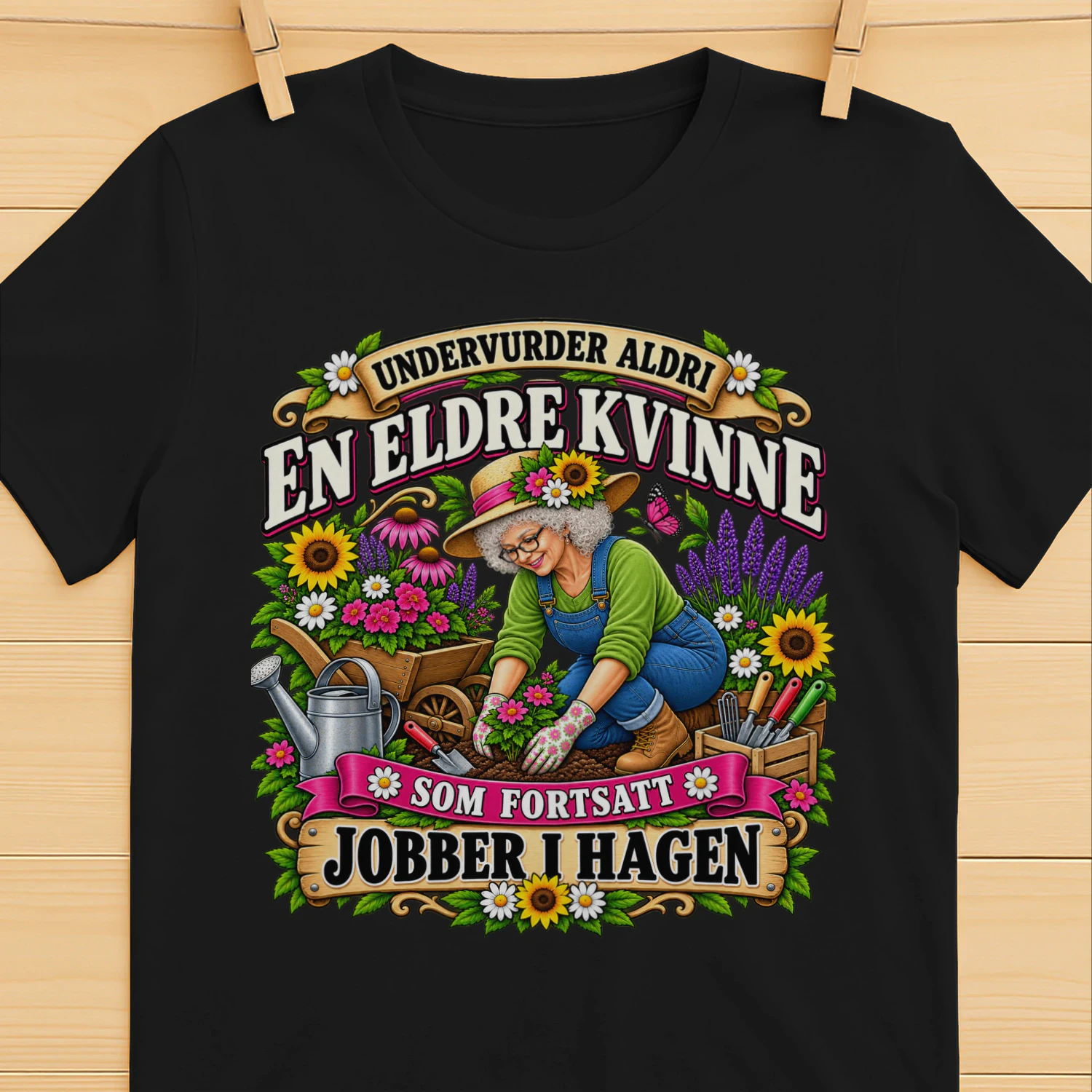 Undervurder aldri en eldre kvinne som fortsatt jobber i hagen