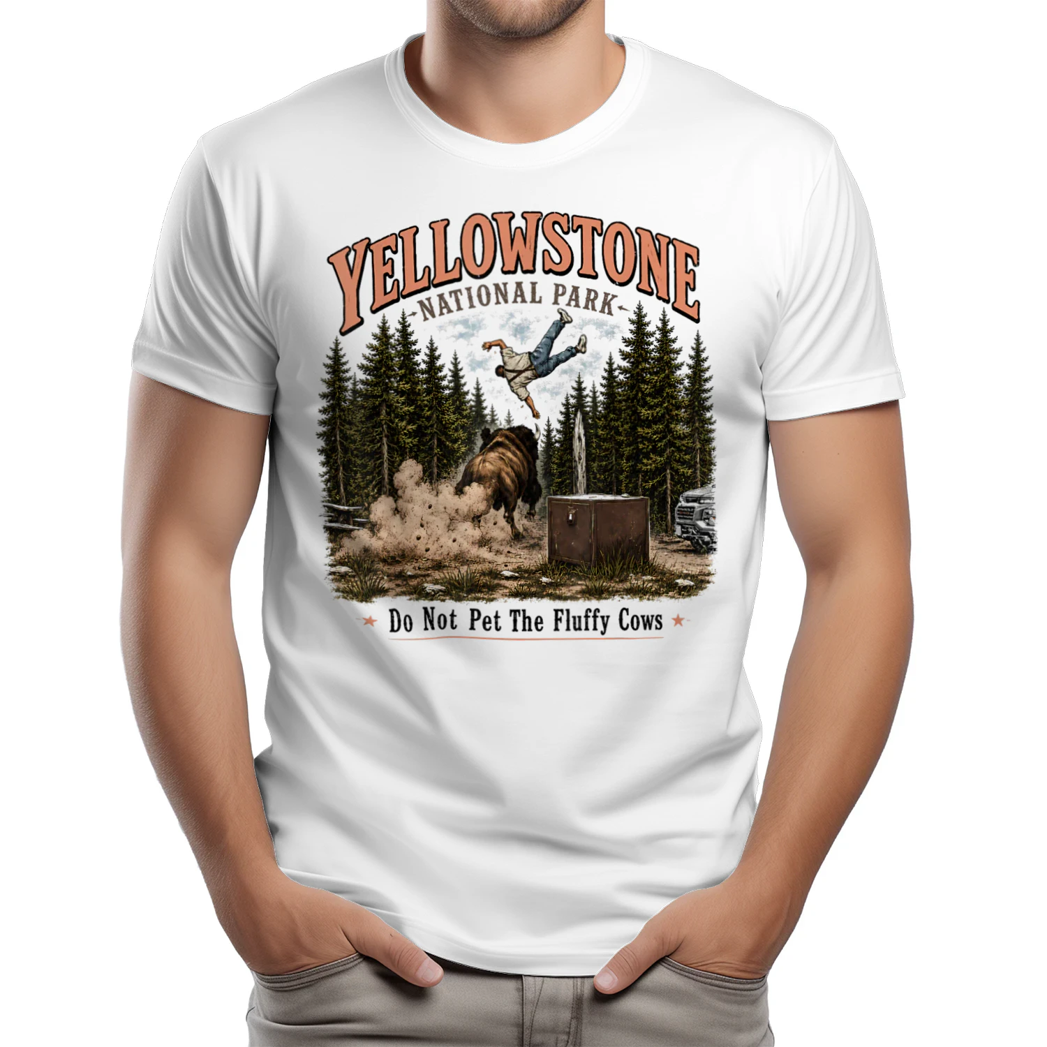 Yellowstone National Park Do Not Pet The Fluffy Cows Vintage T-Shirt