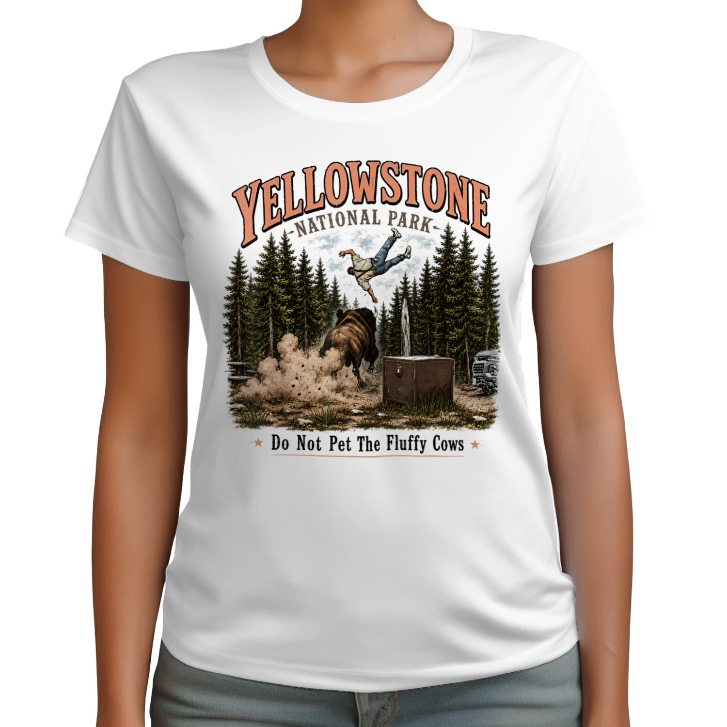 Yellowstone National Park Do Not Pet The Fluffy Cows Vintage T-Shirt