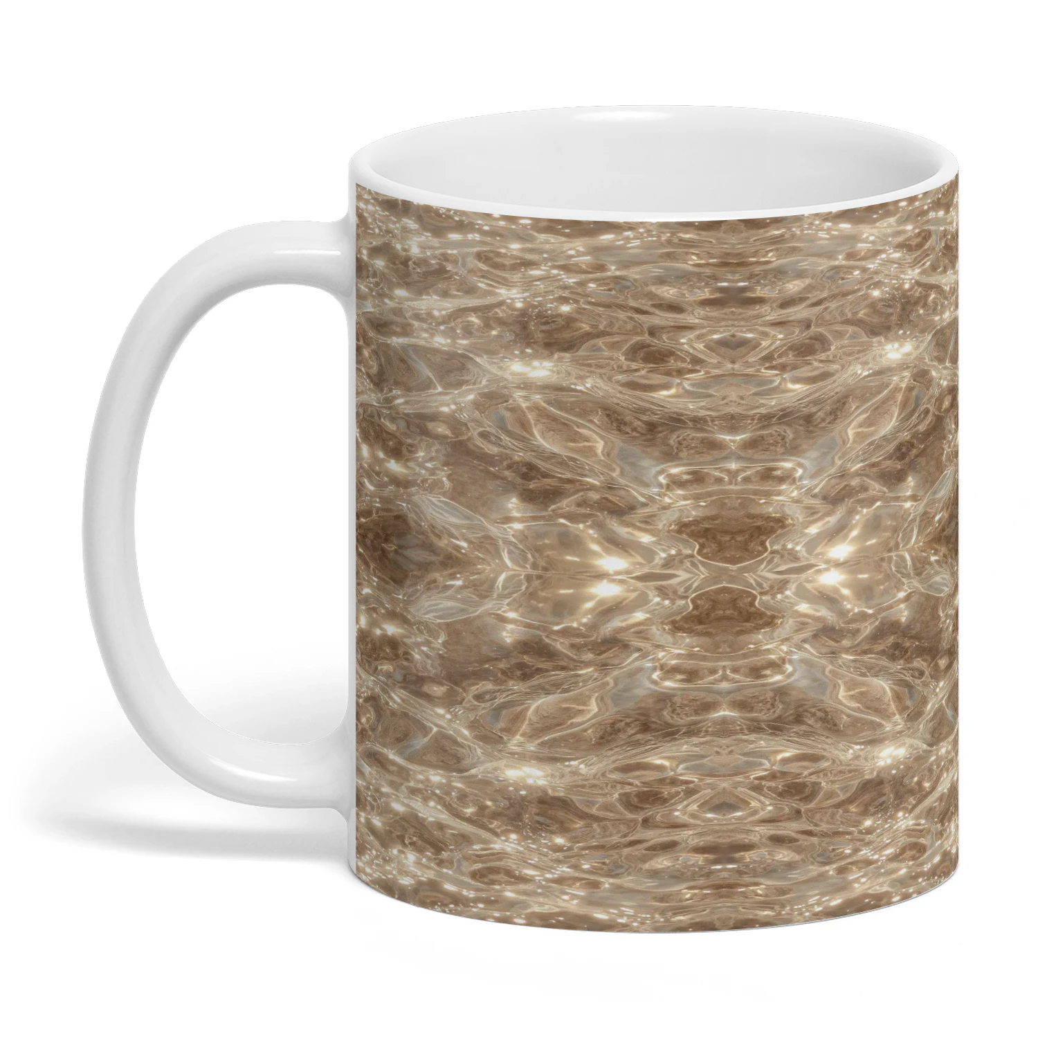 Mug en Céramique - Motif Réflexions Dorées & Ondulations Aquatiques