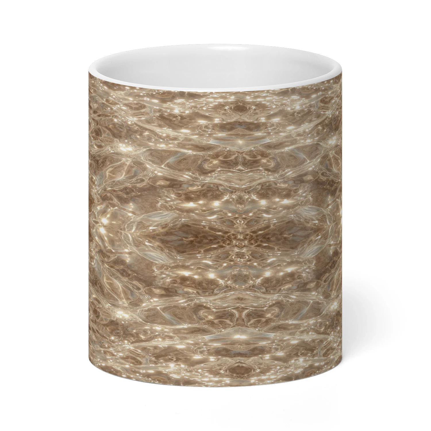 Mug en Céramique - Motif Réflexions Dorées & Ondulations Aquatiques