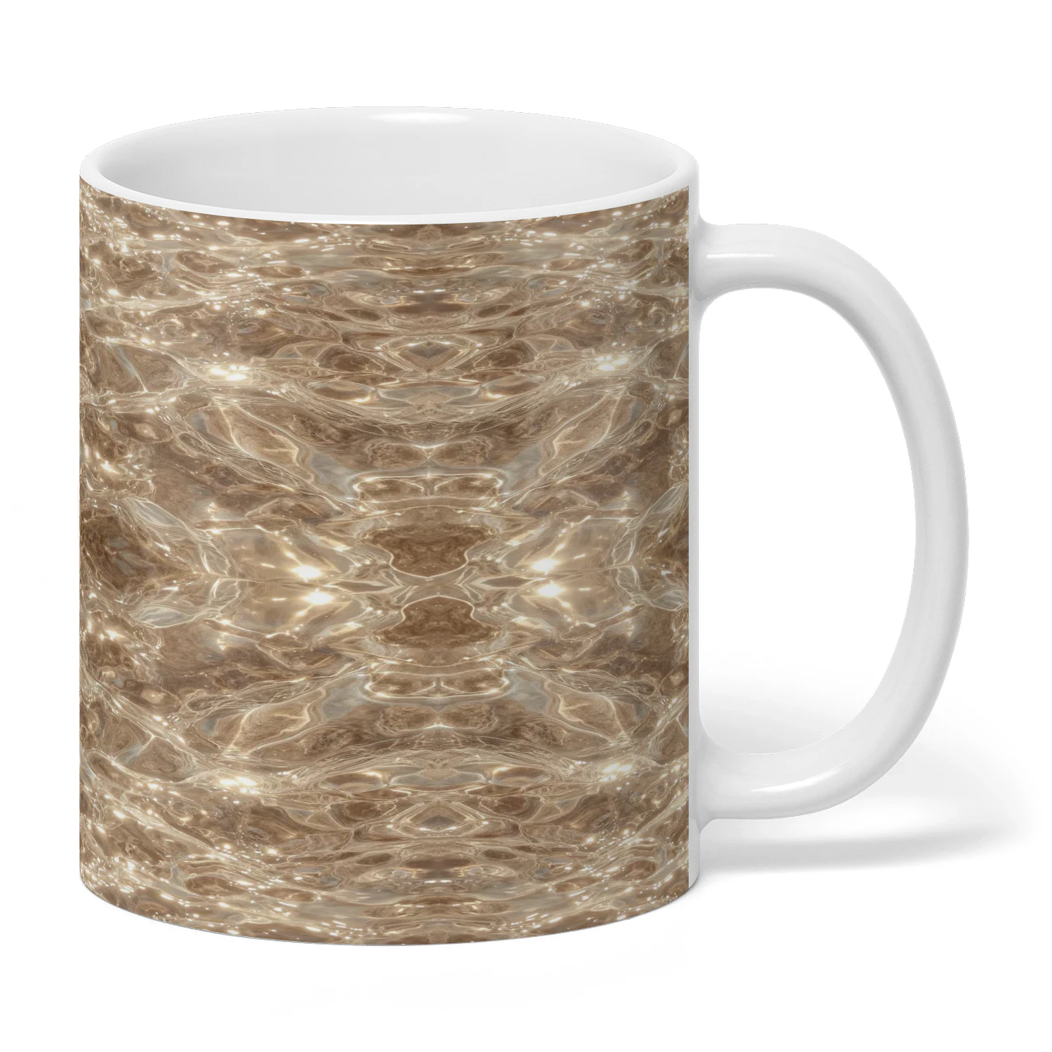 Mug en Céramique - Motif Réflexions Dorées & Ondulations Aquatiques