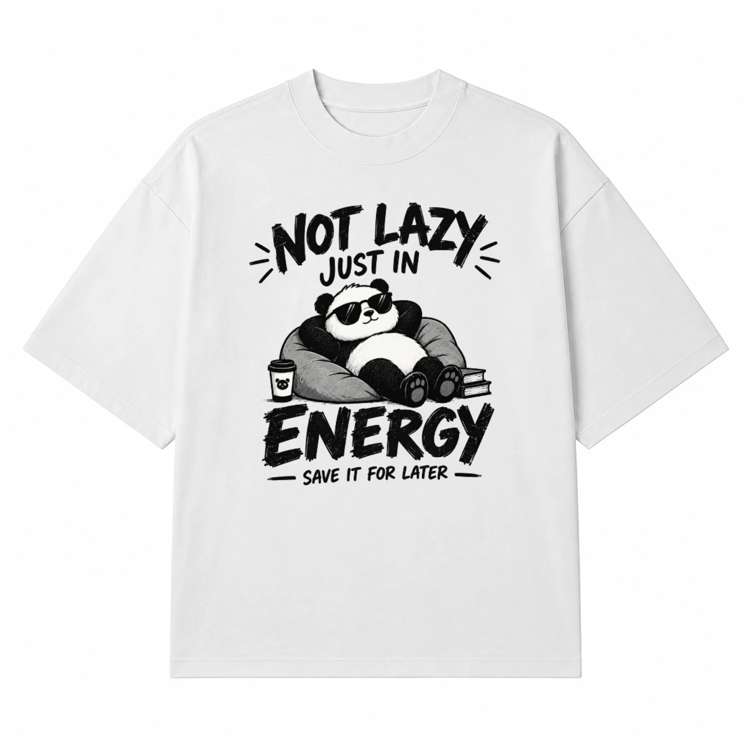 Not Lazy, Just Saving Energy Funny Panda Hoodie Design