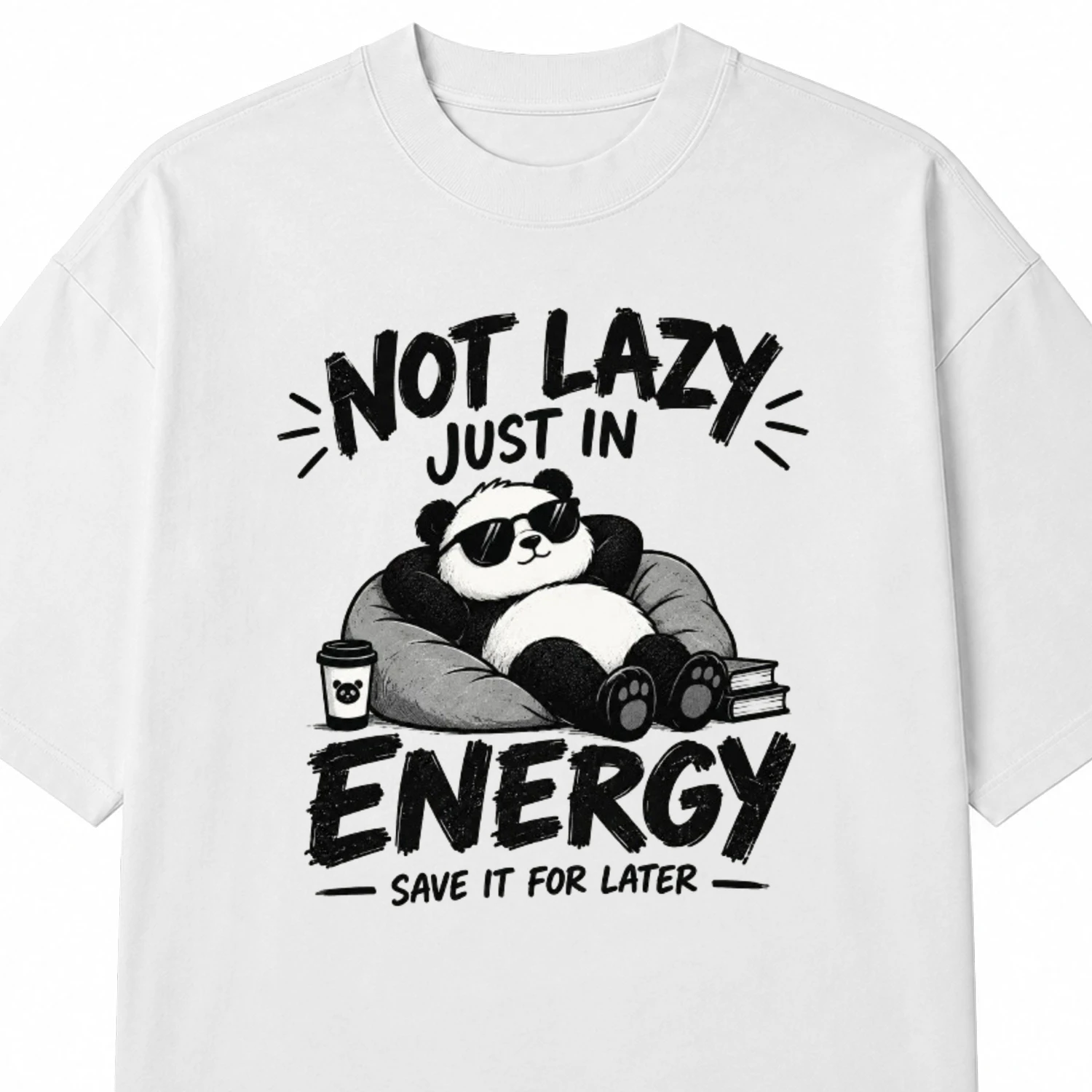 Not Lazy, Just Saving Energy Funny Panda Hoodie Design