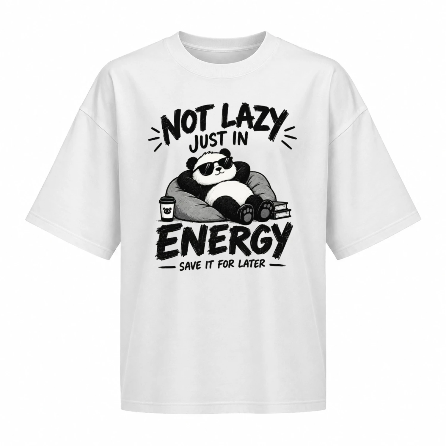 Not Lazy, Just Saving Energy Funny Panda Hoodie Design
