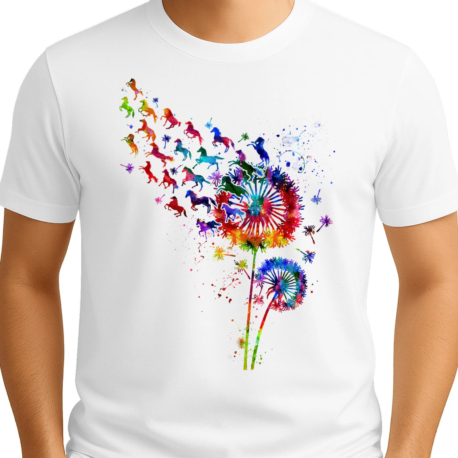 Horse watercolor dandelion