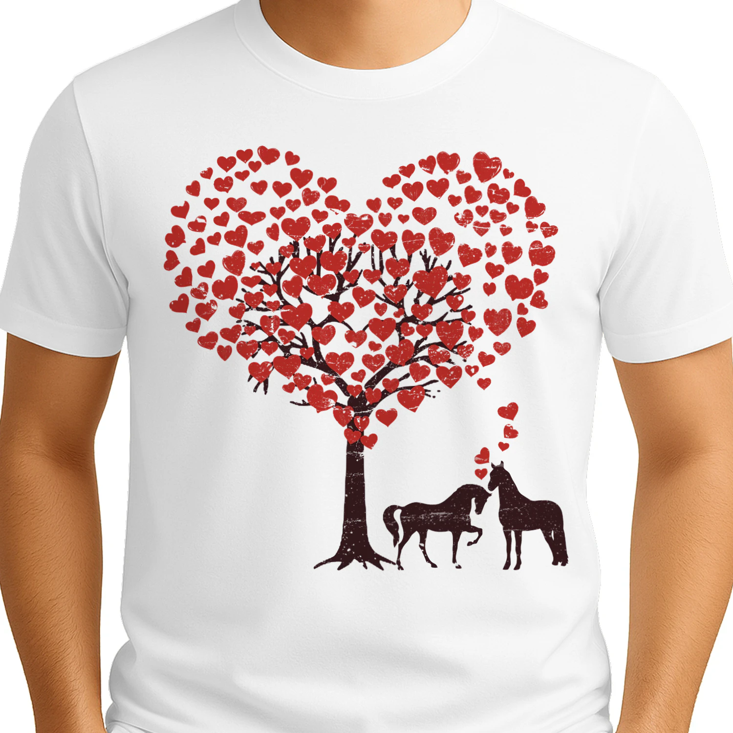 Horse love and tree