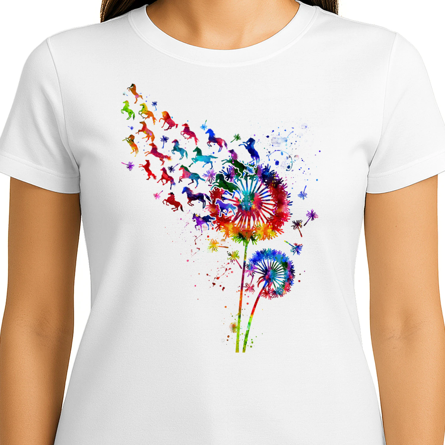 Horse watercolor dandelion