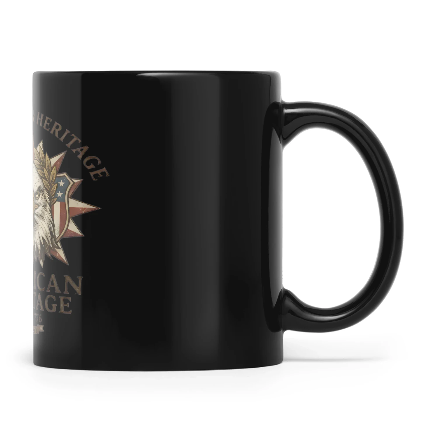 American Heritage Bald Eagle Patriotic Black Ceramic Mug - Est. 1776 Freedom & Legacy Coffee Cup
