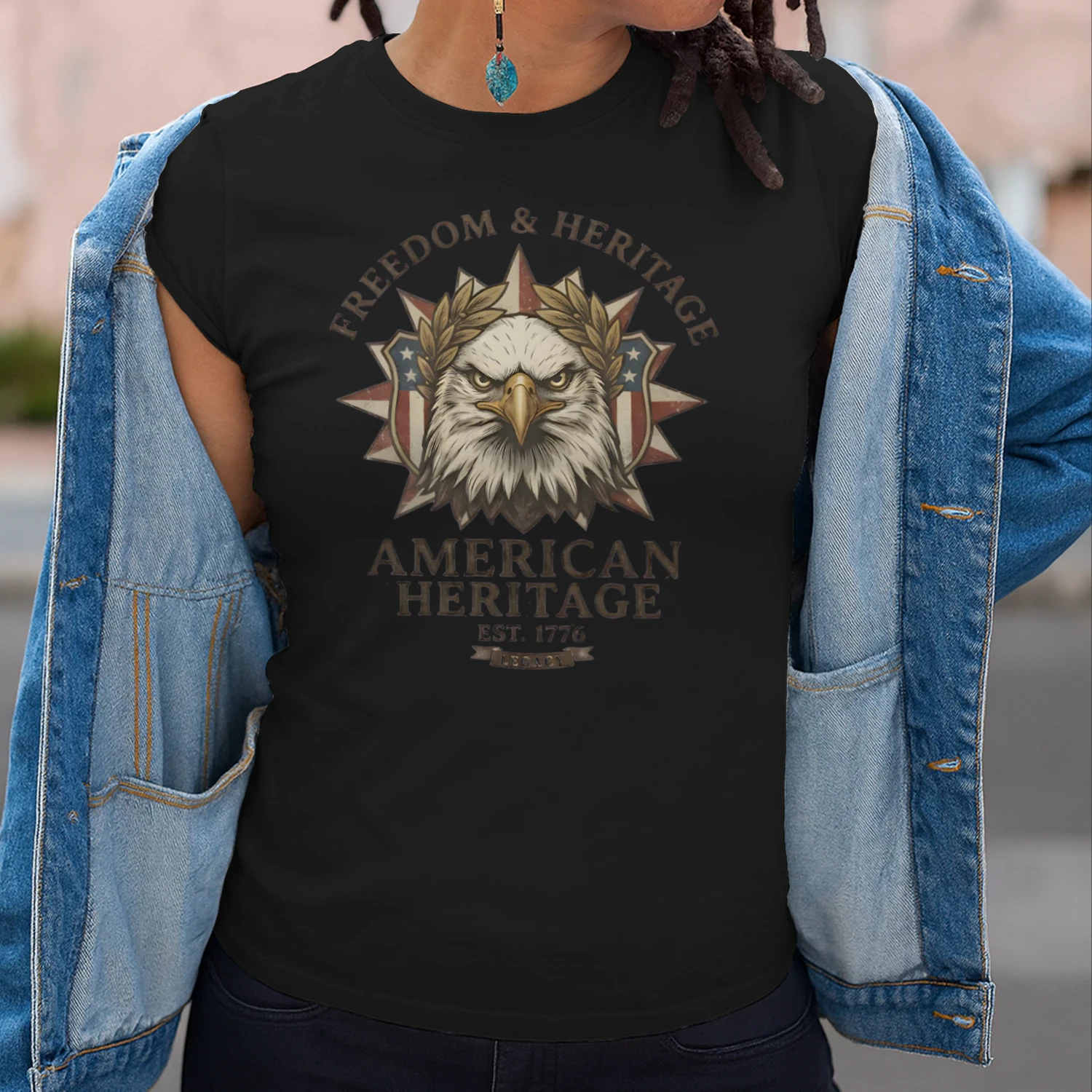 American Heritage Bald Eagle Patriotic T-Shirt - Est. 1776 Freedom & Legacy