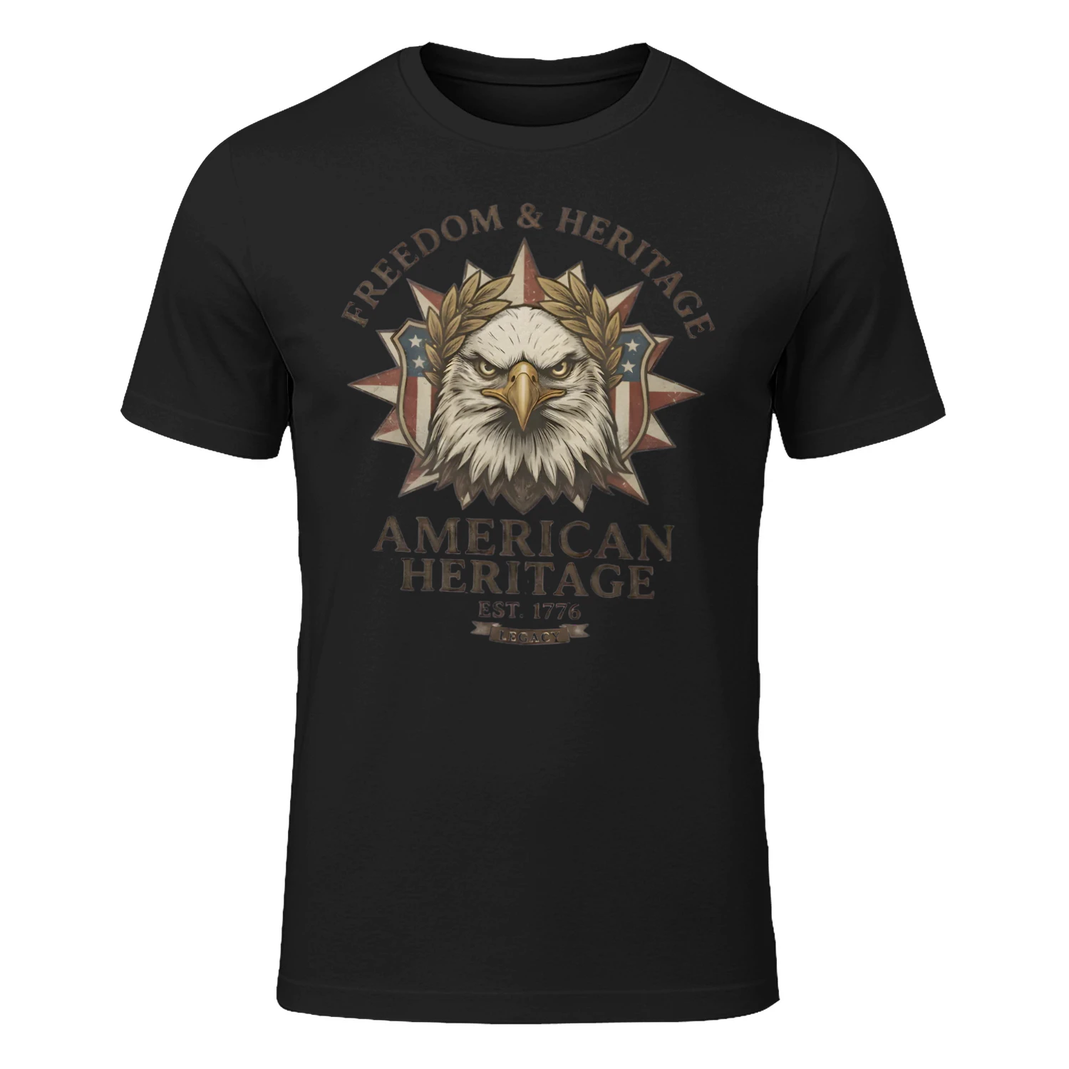 American Heritage Heavy Cotton Patriotic T-Shirt - Est. 1776 Freedom & Legacy
